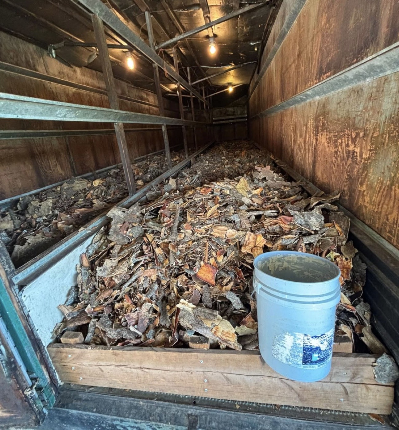 Trailer loaded with dried bark ready for sale